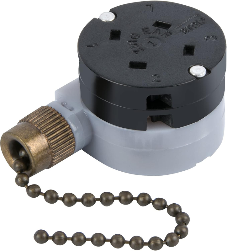 Ceiling Fan Switch Zing Ear ZE-208D 3 Speed Control 5-8 Wire Pull Chain Switch Accessories Fans Replacement Part (Bronze Chain)