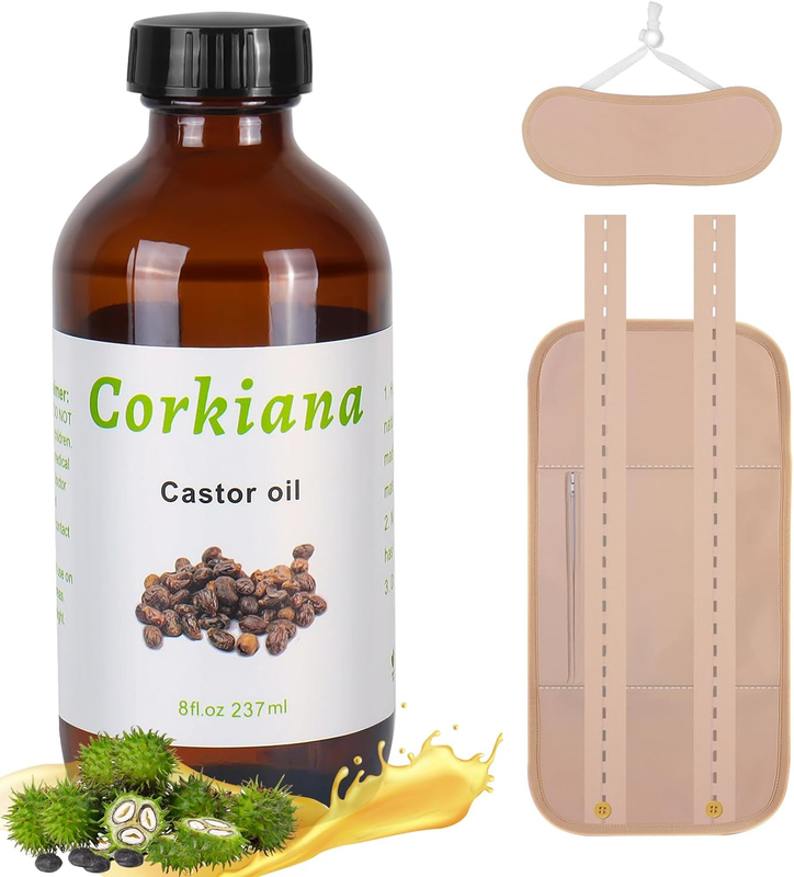 Organic Cold Pressed Unrefined （8fl.oz/237ml）castor Oil Pack Wrap For