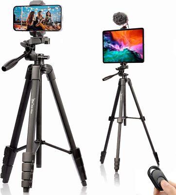 Phone Tripod, 66-Inch iPhone Tripod Stand for iPad Pro 12.9''/Tablet/Webcam, L...