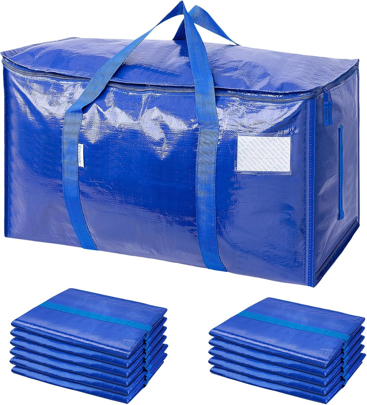 12 Pack Extra Large Moving Bags with Zippers & Carrying Handles, Heavy-Duty Storage Tote Moving Boxes for Space Saving