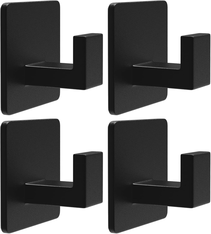 4 Pack Adhesive Towel Hooks, Heavy Duty Wall Hooks Aluminum Hooks Stick on Door,