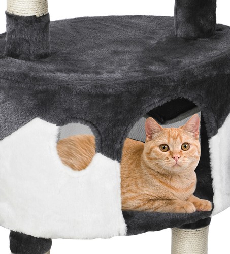Dark Grey White Pet Supplies Cats Yaheetech Cat Tree Floor