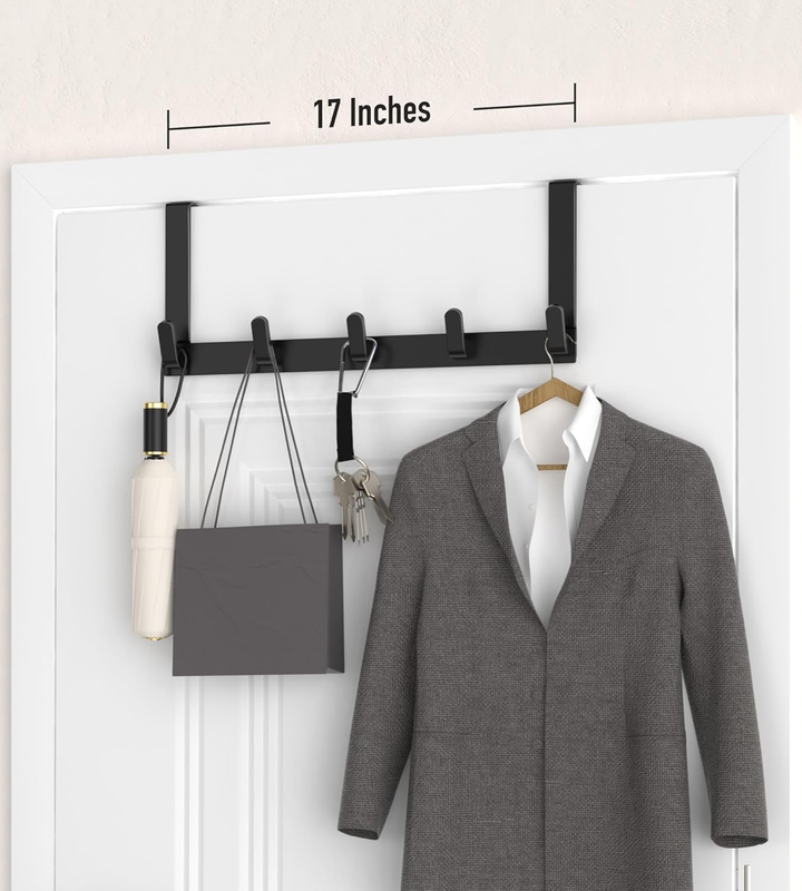 Over The Door Hooks Hanger with Extended Arms for Easy Use by Women, Fits 1 3/4