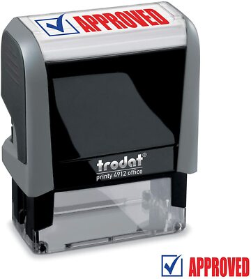 Approved w. Pic. - Trodat 4912 Self-inking Stamp (2-Color Red / Blue Ink)