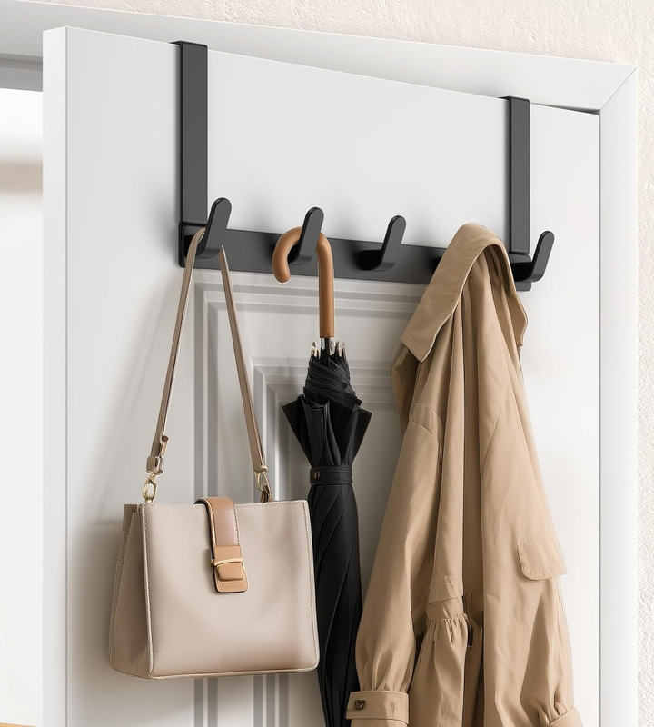Over The Door Hooks Hanger with Extended Arms for Easy Use by Women, Fits 1 3/4