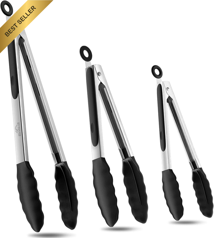 3Pcs Silicone Kitchen Tongs Set 7/9/12In Heat Resistant Non-Slip Cooking Tool