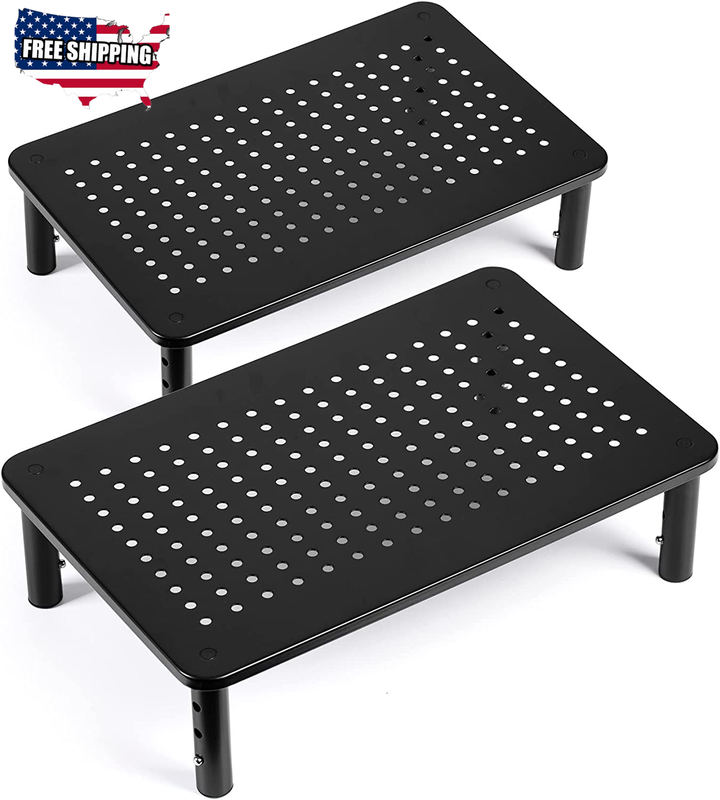 Tv/Monitor Riser Desktop Stand, Flat Screen, Sturdy Metal Laptop Computer Shelf