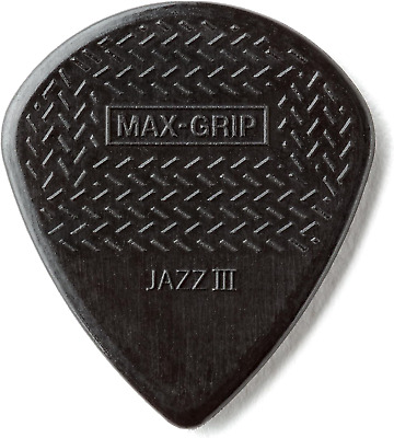 JIM DUNLOP 471P3C Max Grip Jazz III Carbon Fiber Guitar Picks, 6-Pack