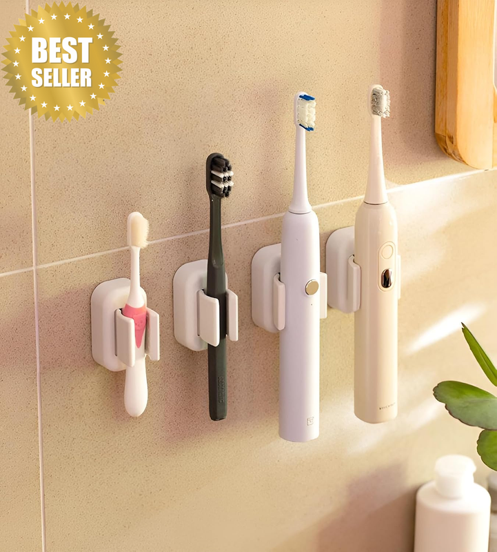 4 Pack Toothbrush Holder Self-Adhesive Wall Mount Electric Tooth Brush Holder fo