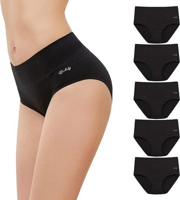 anqier Damen Unterwäsche 5er Pack Stretch Baumwolle Hohe Taille Atmungsaktiv