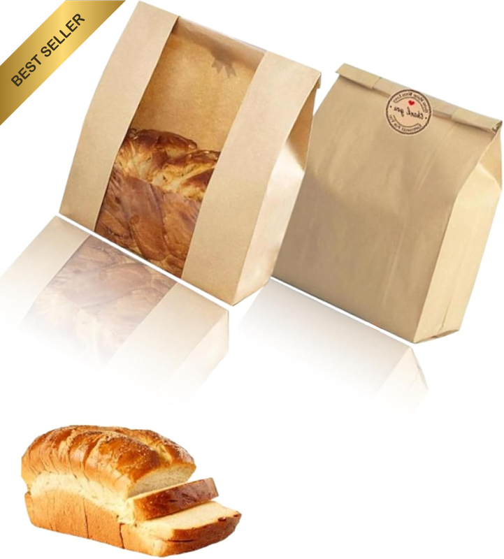 25 Large Paper Sourdough Bread Bag Window Label Seal Sticker