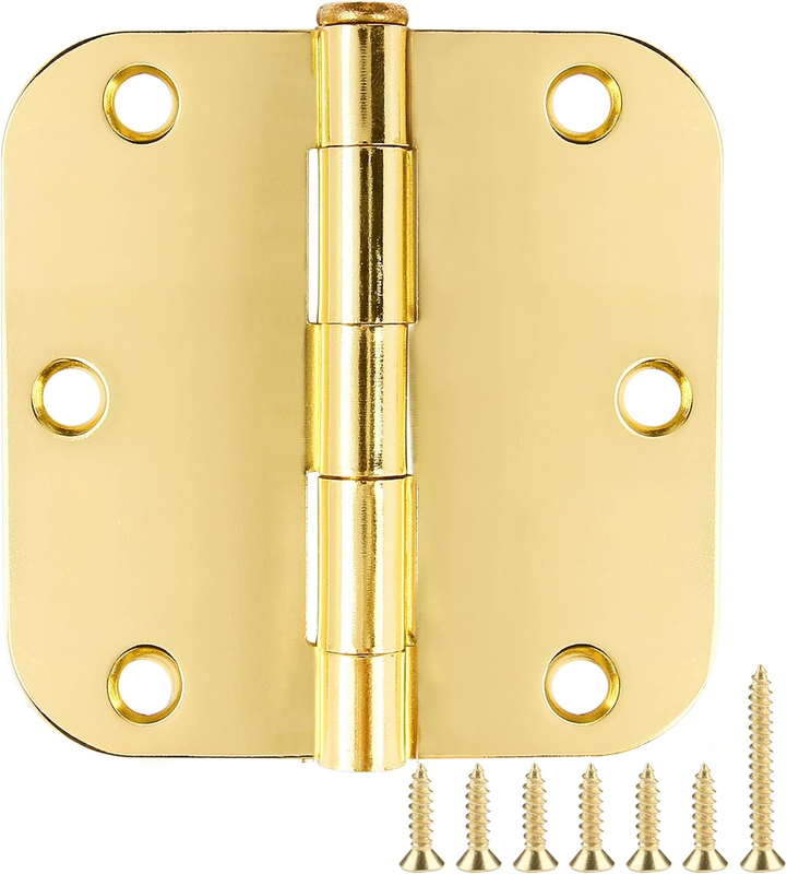 Door Hinges Polished Brass 3.5 Inch Interior Door Hinges Bright Gold 12 Pack 5/8