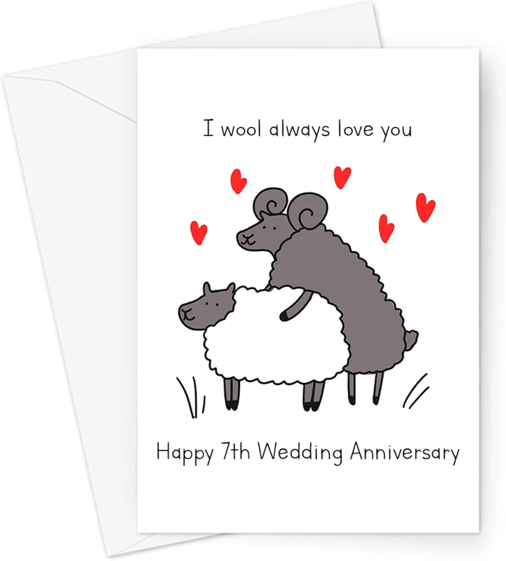 I Wool Always Love You Happy 7Th Wedding Anniversary Greeting Card | Wool 7 Year