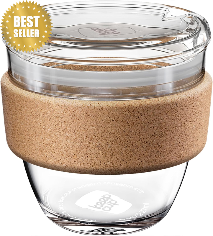 Brew Cork Quicksip - 8Oz/227Ml Tempered Glass Reusable Coffee Cup/Travel Mug, Na