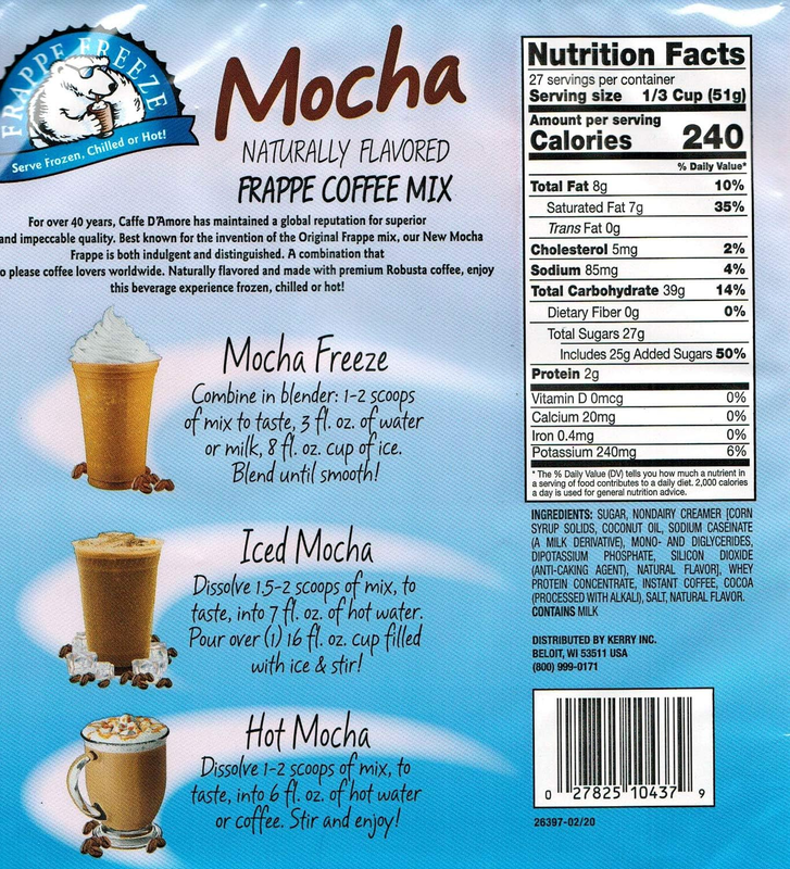 Frappe Freeze Frappe Coffee Mix, Mocha, 3 Lb Bag, 27 Servings