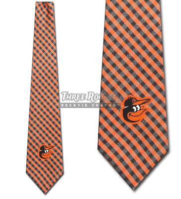 MLB - Baltimore Orioles Tie Baseball Gingham Neckties Licensed Mens Neck Ties