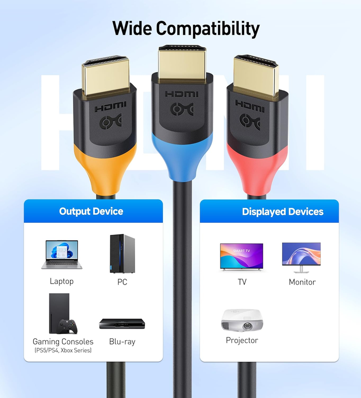 3-Pack High Speed HDMI Cable 3 ft with 4K @60Hz, 2K @144Hz, FreeSync, G-SYNC and