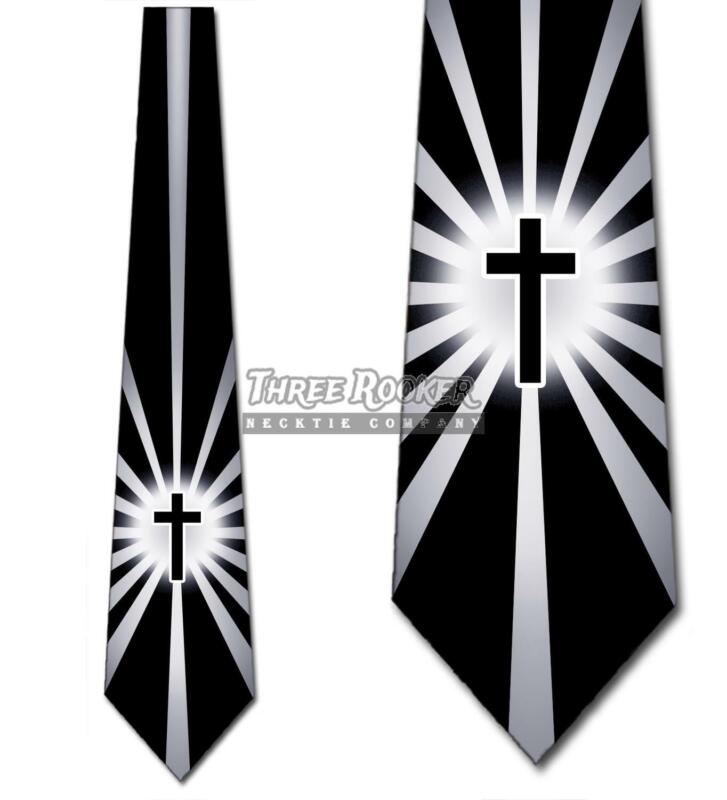 Shine On Me Black Cross Necktie Mens Religious Tie Church Neck Tie Nwt