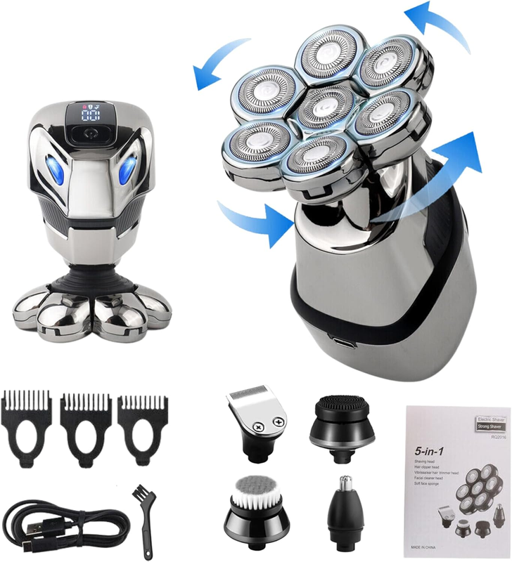 Head Shaver - 5 in 1 Electric Head Shaver Razor for Men with Digital Display Det