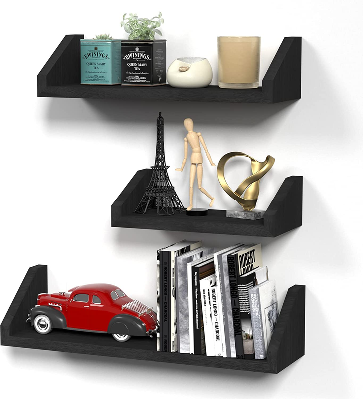 Floating Shelves Wall Mounted Set of 3 Solid Wood Wall Shelf Display Ledge Stor