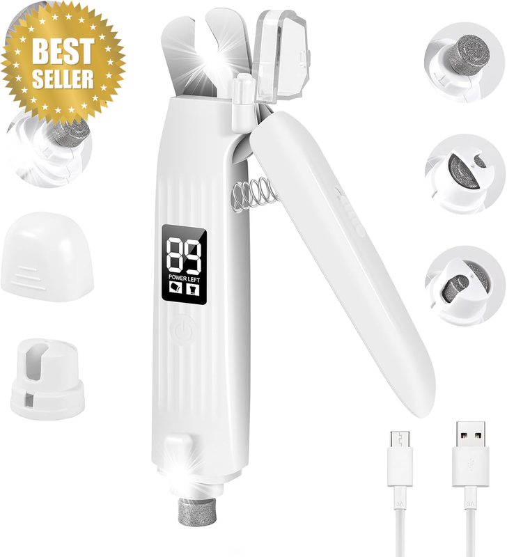 Electric Dog Nail Grinder and Clippers LED Light Quiet Pet Grooming
