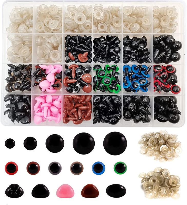 600PCS Colorful Safety Eyes and Noses with Washers for Amigurumi Crafts, Assorte