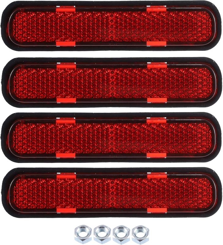 4 Pcs M5X0.8 Red Plastic Universal Rectangular Screw Mount Reflective Warning Re