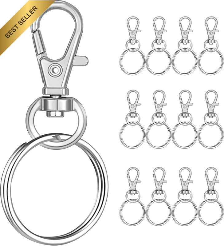 12 Pcs Key Rings with Key Ring, Swivel Lobster Clasps, Metal Clips and Keyring C