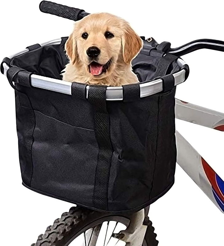 Bike Basket,Small Pets Cat Dog Folding Carrier,Removable Bic
