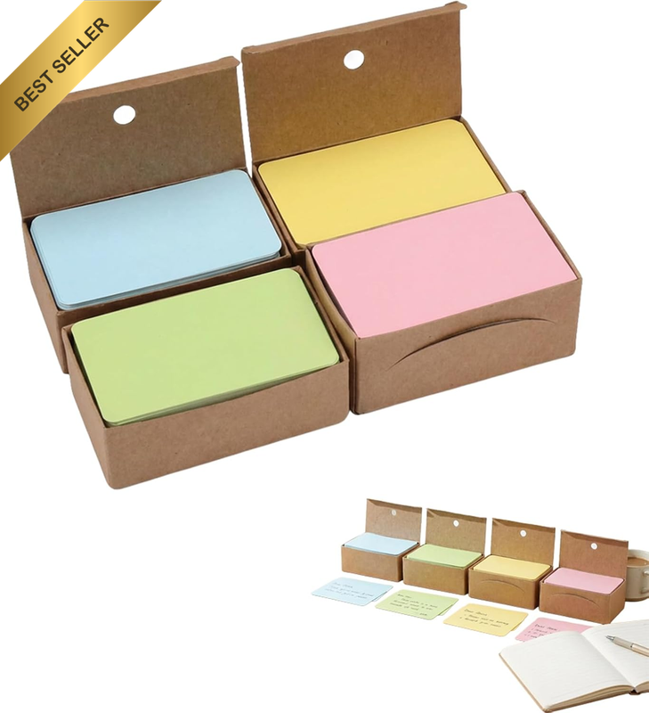 Palm Cards 400 Pack 3.5X2.1In Blank Kraft Paper Index Cards in 4 Colors with Sto