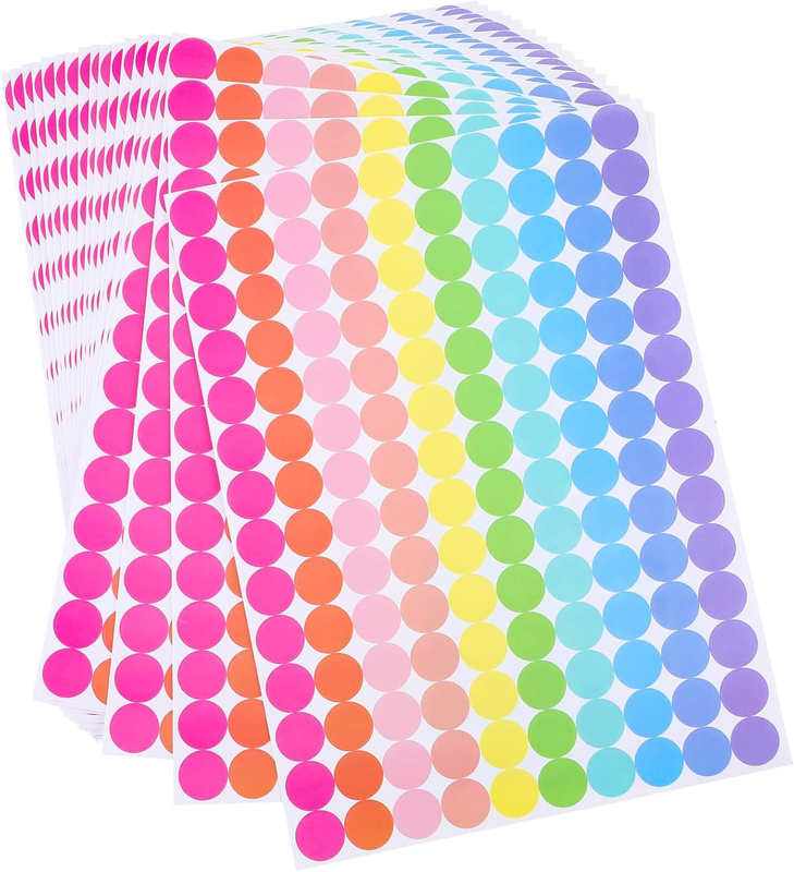 Tallew 2800 Pcs Colored Dot Stickers 3/4 Inch Circle Yard Sale Stickers
