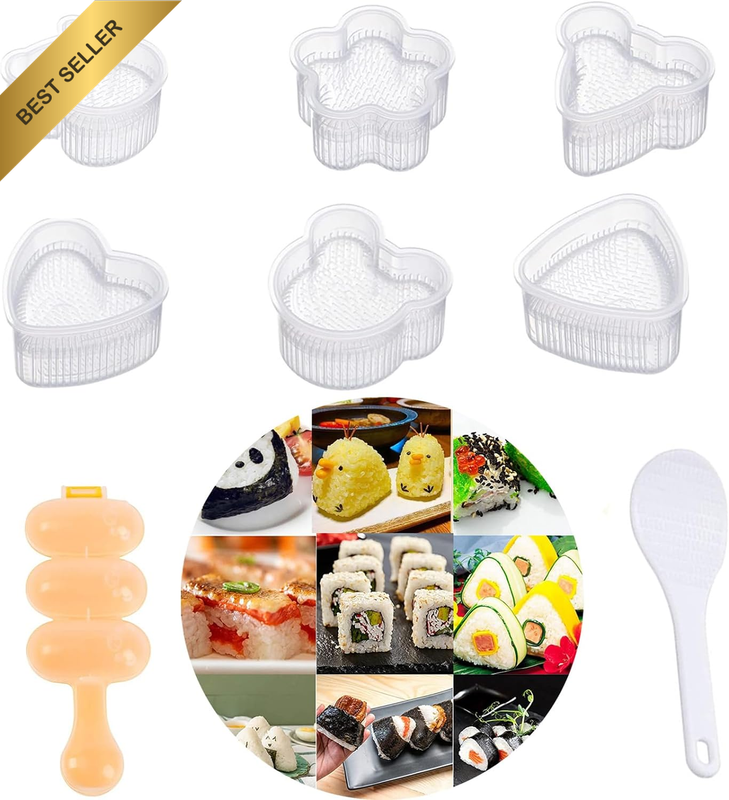 8-Piece Onigiri Mold,Diy Rice Ball Mould Shaker,Perfect for Lunches, Parties