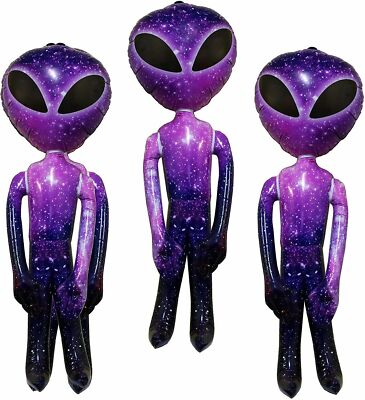 LOT OF 3 BIG 36'' GALAXY ALIEN INFLATE INFLATABLE 3 FEET BLOW UP PROP GAG GIFT