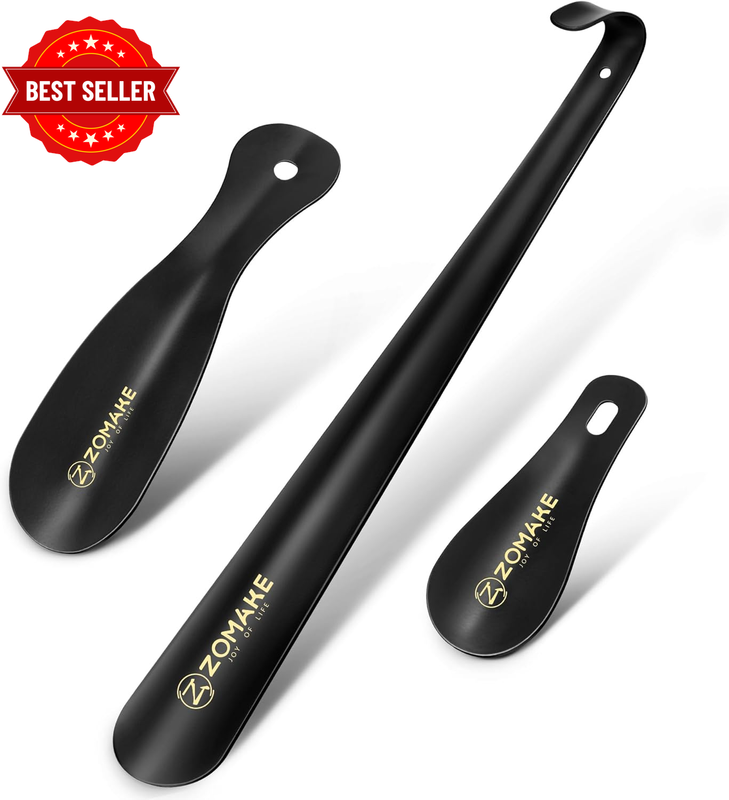 Metal Shoe Horn 3 Pack - 10/19/42CM Shoehorn for Seniors with Travel Shoe Horns 