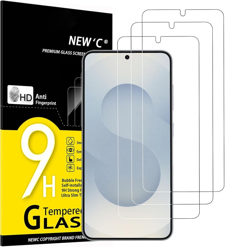 3 Pack Designed for Samsung Galaxy S25 Screen Protector Tempered Glass, Bubble F