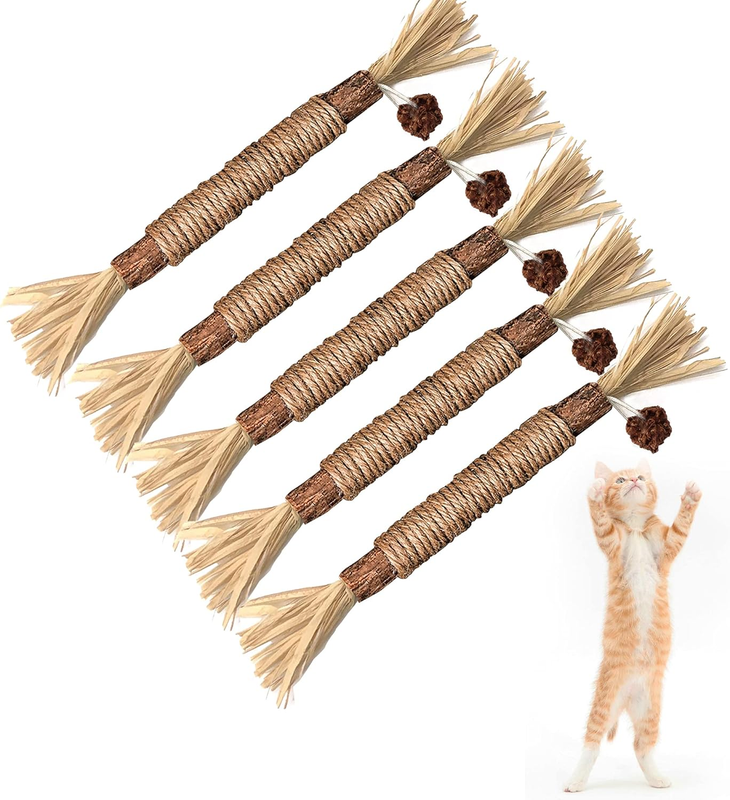 5pc Natural Silvervine Sticks Cat Toys Matatabi Catnip Chew Te...