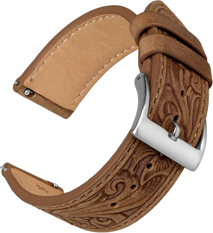 20Mm Leather Watch Bands, Western Retro Embossed Leather Bands Compatible with S