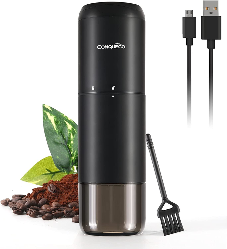 Portable Electric Burr Coffee Grinder:  Small Coffee Bean Grinding Machine - Rec