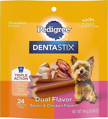 PEDIGREE DENTASTIX Dual Flavor Small Dog Dental Treats, Bacon & Chicken Flavors