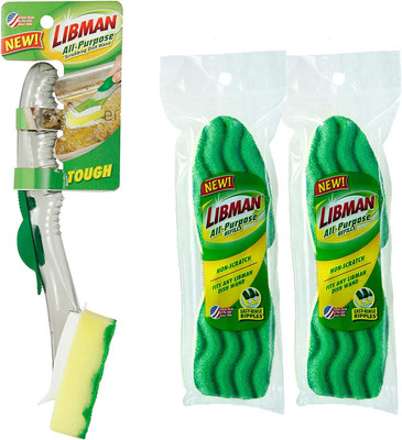 Libman All-Purpose Scrubbing Dish Wand - Fillable, with 4 Multi-Purpose Sponge