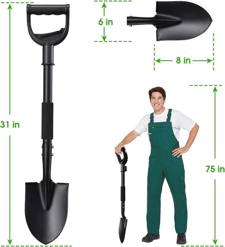 Shovel, Shovels for Digging Gardening, 31” Small Shovel for Camping, off Road, G
