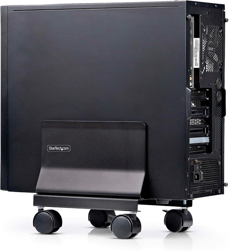Computer Tower Cart, Rolling Mobile CPU Caddy on Wheels, Max Load 46.3Lb/21Kg, Adjustable Desktop Case Mount, TAA