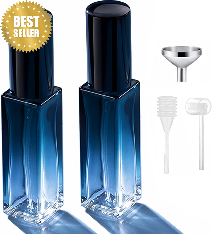 Perfume Atomizer Refillable - 2 X 20 ML Gradient Blue Travel Spray Bottles for P