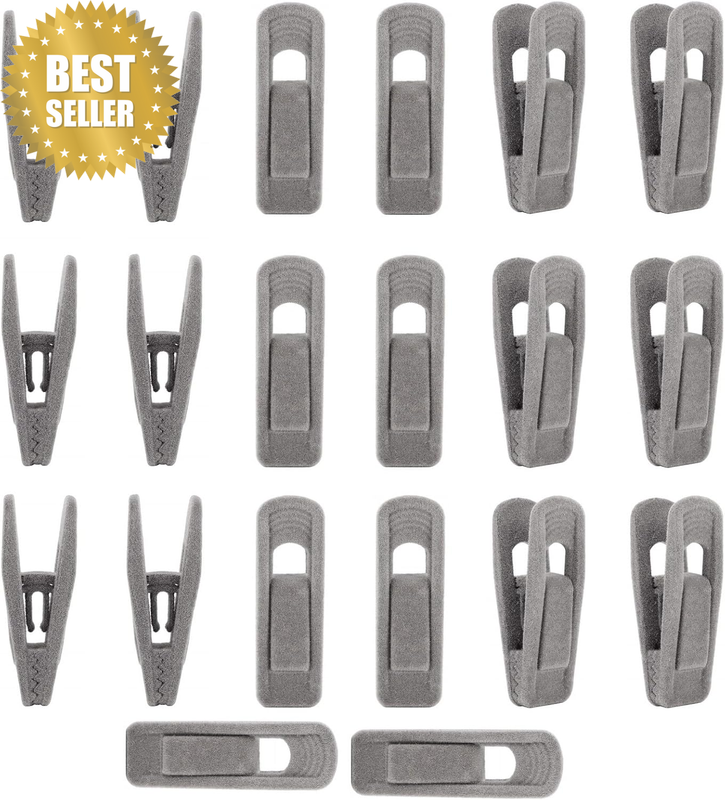 Grey Velvet Hanger Clips for Velvet Hangers to Organize Clothing in Wardrobes an