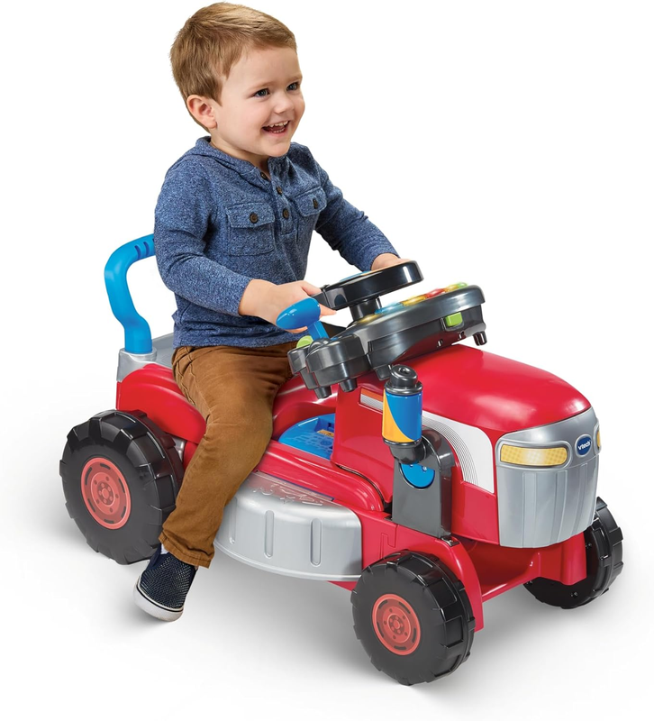 Ride On Tractor Push Mower Interactive Toddler Toy Driver Panel VTech Grow Kids
