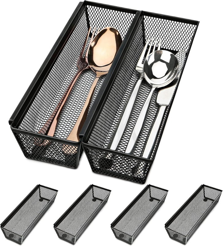 Silverware Drawer Organizer, 6 Pack Utensil Organizer for Kitchen Drawers with I