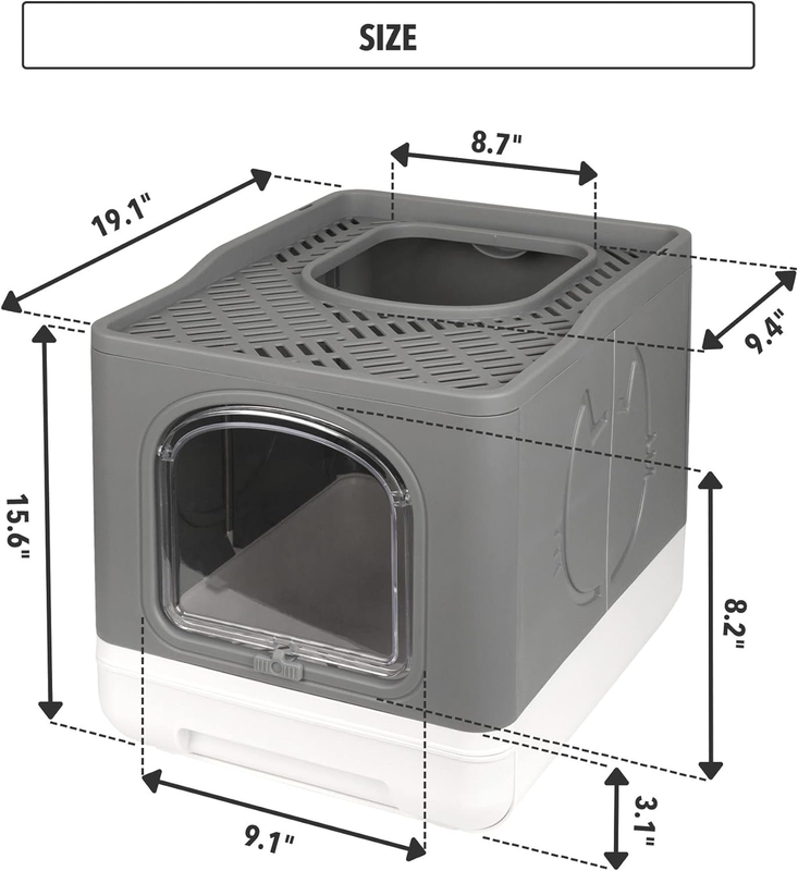 Pet Covered Cat Litter Box Top Side Entry Kitty Toilet with Lid for Indoor Cats