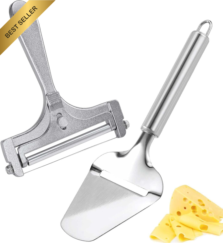 2Pcs Cheese Slicer Kit, Stainless Steel Wire Cheese Cutter & Shaver Cheese Slice