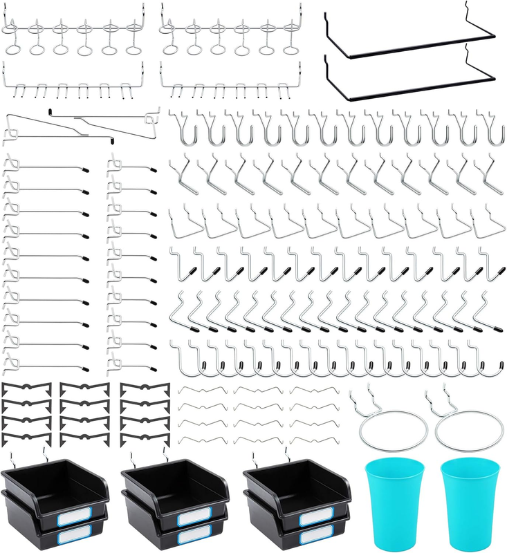 Pegboard Hooks, with Bins, Peg Locks, for Organizing Various T...