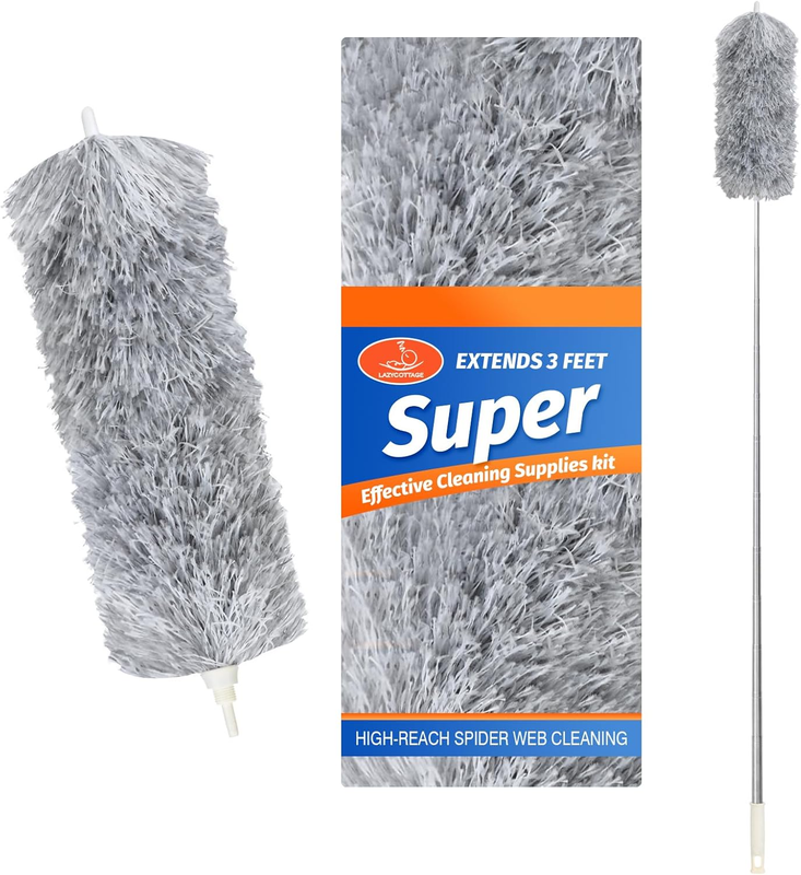 Duster with Extension Pole & Flexible Head, Gray Feather Duste...
